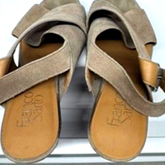 "Franco Sarto" Peep Toe ,Criss Cross ,Suede ,Sandals, Wedge,Size‎ 8.5 - Picture 9 of 10